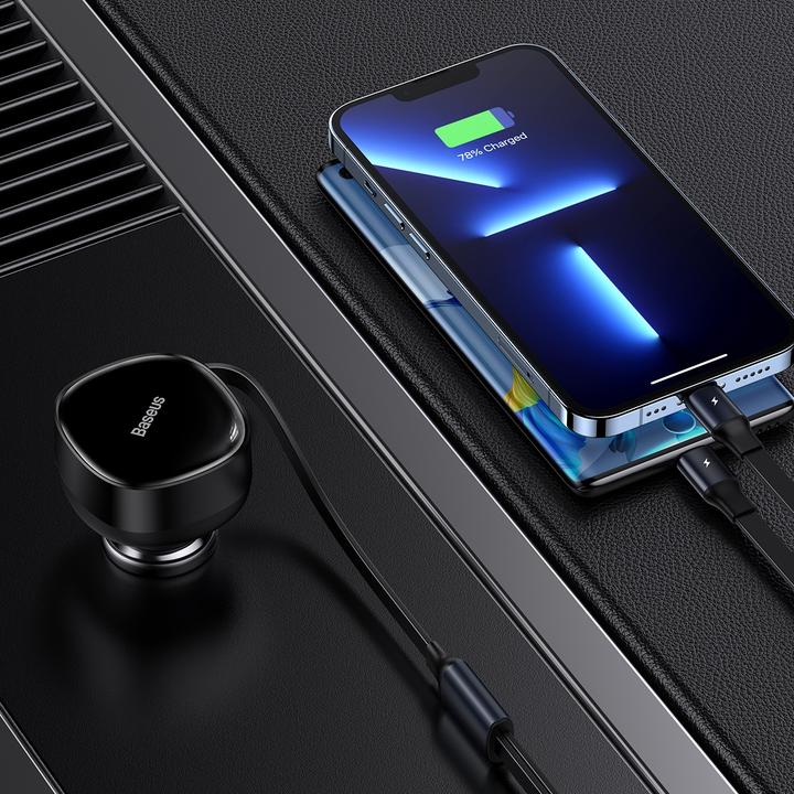 Produktbild Baseus Enjoyment Car Charger with cable USB-C + Lightning 3A, 30W (Black)
