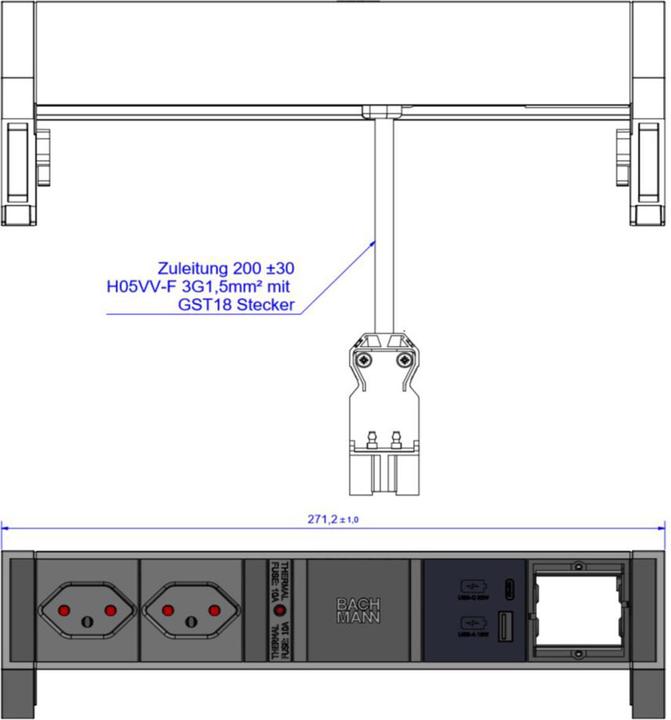 Image du produit Bachmann Desk 2 (2x, Type 13, USB-A, USB-C)