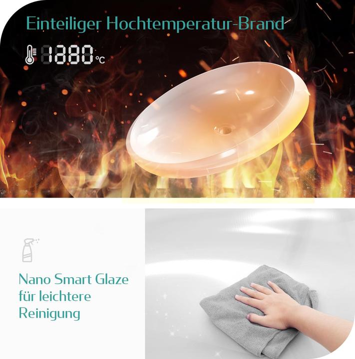 Produktbild Emke Aufsatzwaschbecken Kleines Ovales Waschbecken Waschplatz Handwaschbecken für Badezimmer, Aufsat (430 mm, 695 mm)