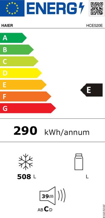 Energie-Label Haier HCE520E Gefriertruhe Freie Aufstellung 508 L E Weiss (Freistehend, 508 l)