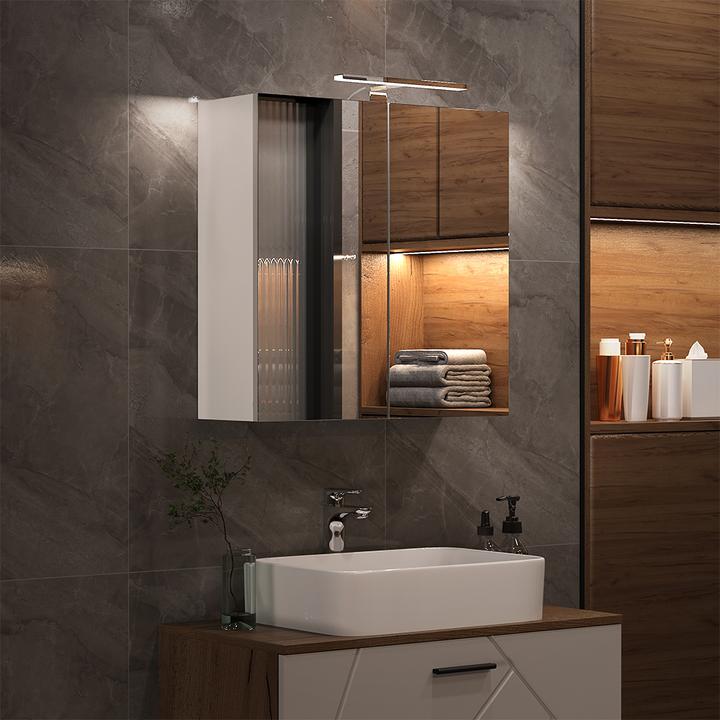 Immagine prodotto Vicco Badspiegelschrank Lavio, Weiss, 60 x 60 cm mit LED-Beleuchtung (60 x 60 x 20 cm)