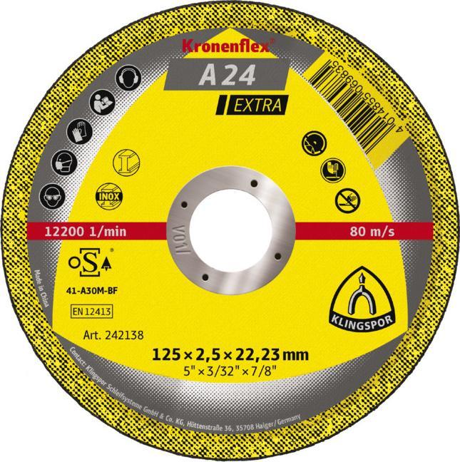 Immagine prodotto Klingspor Disco da taglio A 24 Extra, per metallo, 125 x 2,5 mm, diritto