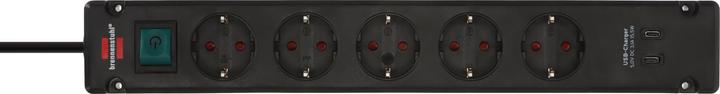 Produktbild Brennenstuhl 1150660415 Steckdosenleiste mit Schalter Schwarz Schutzkontakt 1 S (5 x, CEE 7/3, 3 m)