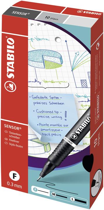 Produktbild STABILO SENSOR F Finliner mit gefederter Spitzer (Rot, 10 x)