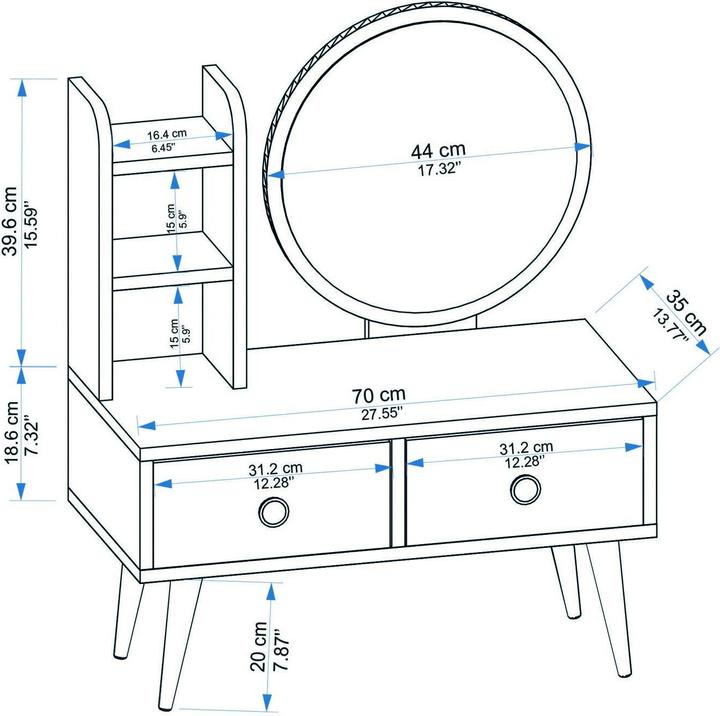 Produktbild Homitis Cindy Make-Up Table (70 x 35 x 78.5 cm)