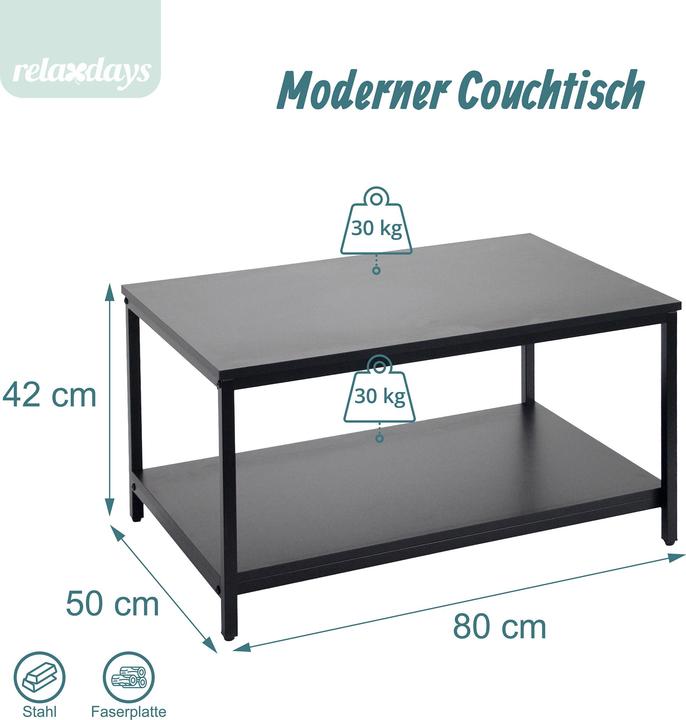 Produktbild Relaxdays Couchtisch (50 x 80 x 42 cm)