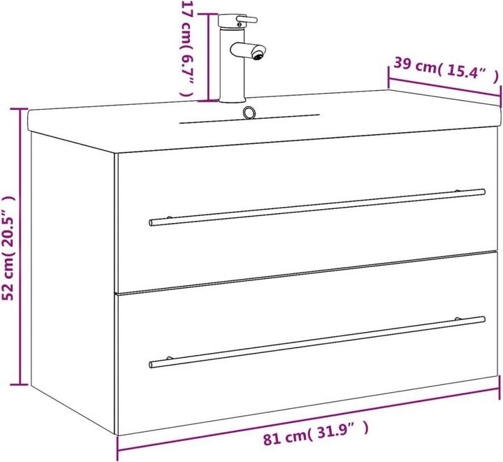 Image du produit vidaXL Meuble sous-vasque avec vasque encastrée