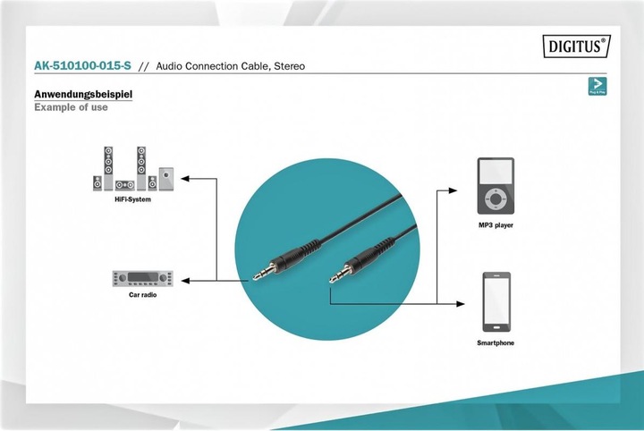 Produktbild Digitus 3.5mm Klinke – 3.5mm Klinke (1.50 m, 3.5mm Klinke (AUX))