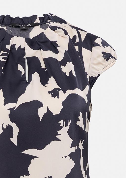 Produktbild Comma Bluse Gemusterte Satin-Bluse mit Raffung (40)