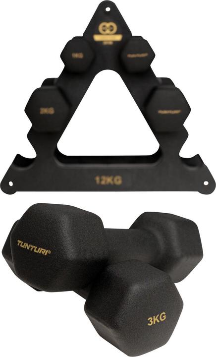 Produktbild Tunturi Centuri Neopren Kurzhantelset mit Ständer (2 x 1 kg, 2 x 2 kg, 2 x 3 kg)