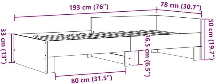 Actual product image vidaXL Bedstead (75 x 190 cm)