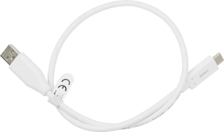 Produktbild Deltaco Kbl USB-C till USB-A 0.5 m 3A USB 2.0 vit (0.50 m, USB 2.0)