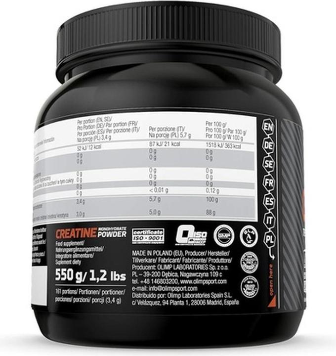 Valori nutrizionali e ingredienti Olimp Sport Nutrition Creatin Monohydrate (1 pz., Polvere, 550 g)