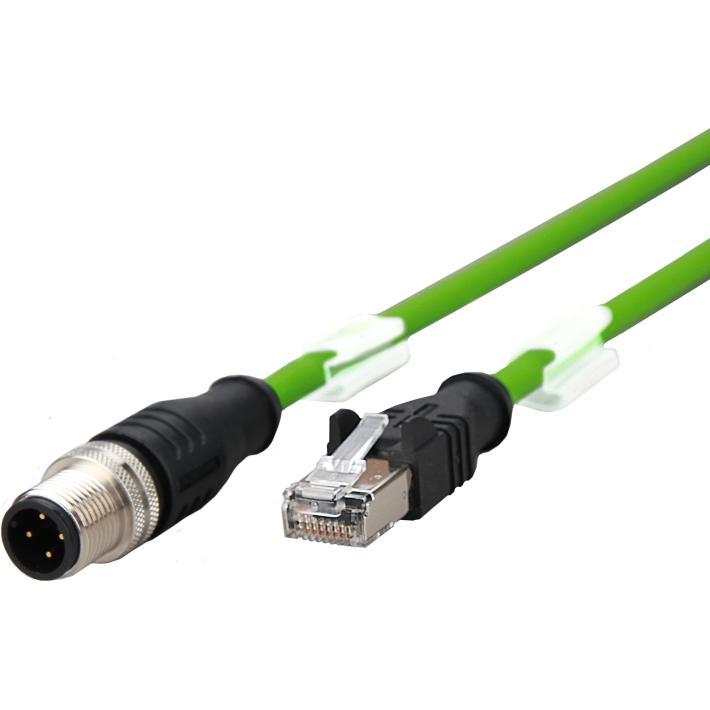 Metz Connect Verbindungsleitung M12 ST-RJ45 ST 4-pol D-kodiert gerade-gerade Schleppkette Torsion 2m (S/UTP, CAT5e, 2 m)...