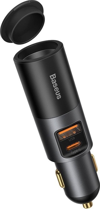 Image du produit Baseus Share Together Fast Charge Car Charger with Cigarette Lighter Expansion Port, USB + USB-C 120