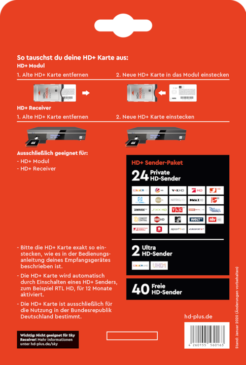 Productafbeelding HD+ Smartcard, versie HD05, 12 maanden (Nagravision, Smart Card)