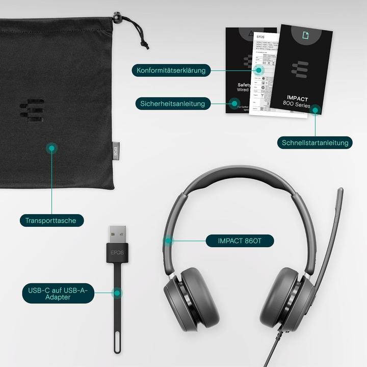 Actual product image EPOS IMPACT 860T ANC (Cable, USB-C, Microsoft teams)