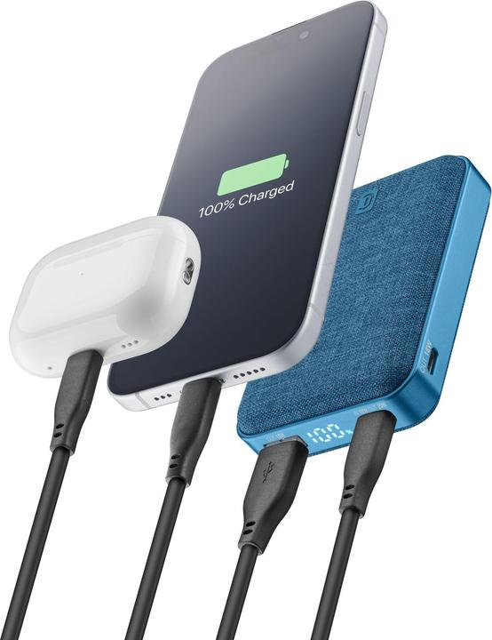 Produktbild Cellularline Powerbank 10.000mAh blau Glam 20W blau PBGLAM10000PDB (10000 mAh, 20 W)