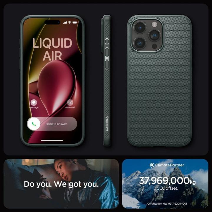 Actual product image Spigen Liquid Air iPhone 15 Pro Max 6.7" zielony/abyss green ACS06564 (Apple iPhone 15 Pro Max)