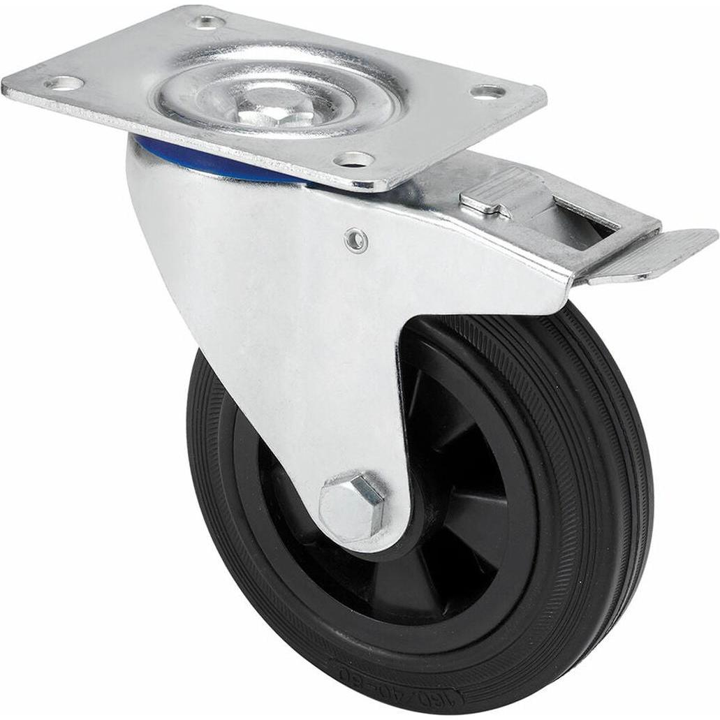 Ruedas Alex, Ruote + Rotelle, Rueda Schwarz Gummi Poliamix Ø 12,5 Cm 110 Kg Drehbar