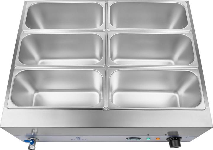 Immagine prodotto Royal Catering Bagnomaria - 2000 W - 6 x Contenitori GN 1/3 - Con rubinetto di scarico