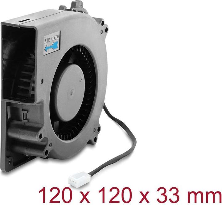 Produktbild Delock Radiallüfter / Lüftergebläse 12 V DC 120 x 120 x 33 mm mit 3-Pin Lüfteranschluss, schwarz (120 mm)