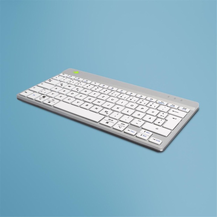 Produktbild R-Go Tools R-Go Compact Break ergonomische Tastatur, QWERTZ (DE), bluetooth, weiss (DE, Kabellos)