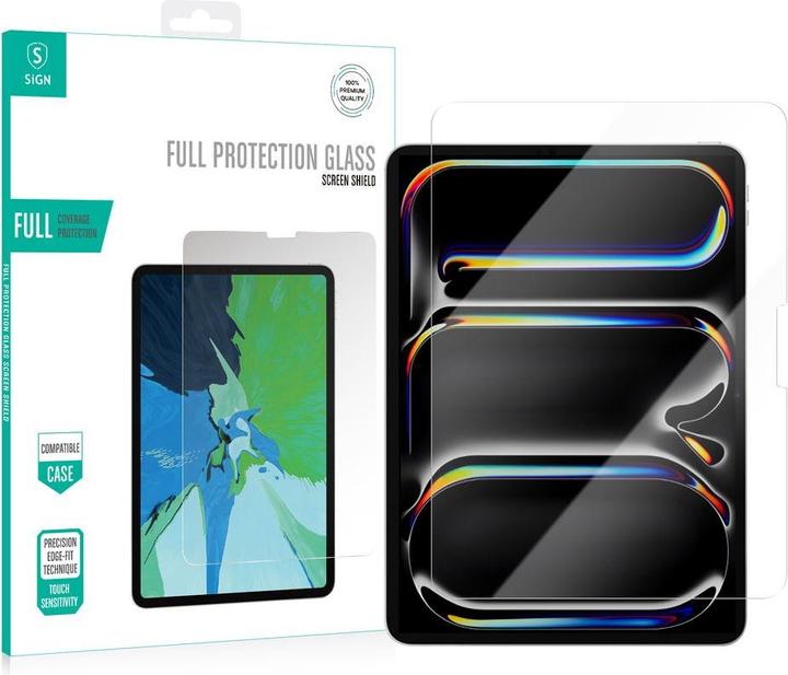 SIGN Volledige schermbeschermer van getemperd glas voor iPad Pro 11" 2024 (Apple iPad Pro 11 2024)