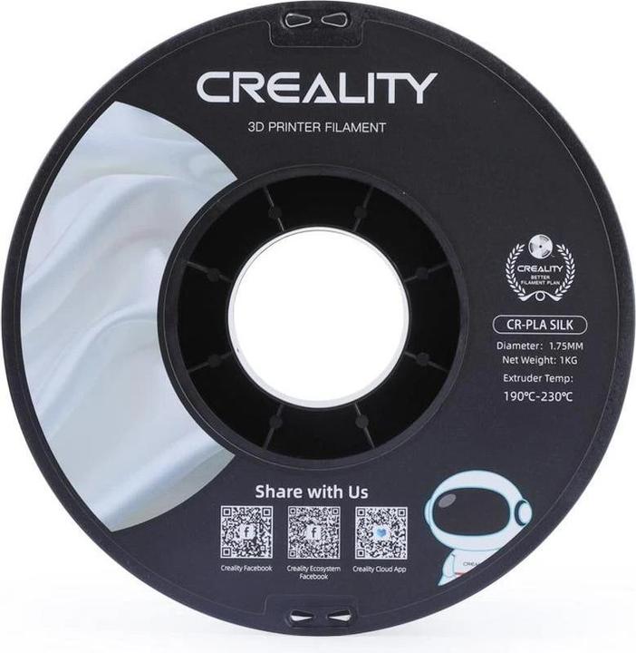 Immagine prodotto Creality Filamento PLA, Silk Silver, 1,75 mm, 1 kg (PLA, 1.75 mm, 1000 g, Argento)