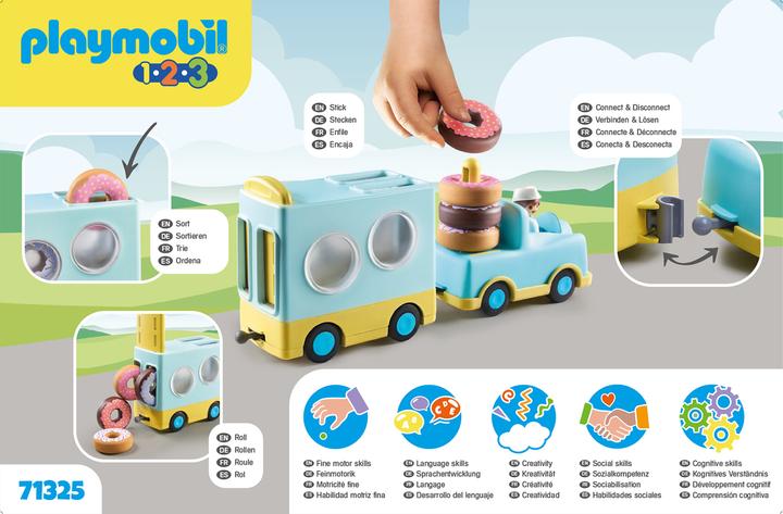 Image du produit Playmobil 1.2.3 : Camion donut fou avec fonction d'empilement et de tri (71325, Playmobil 1.2.3)