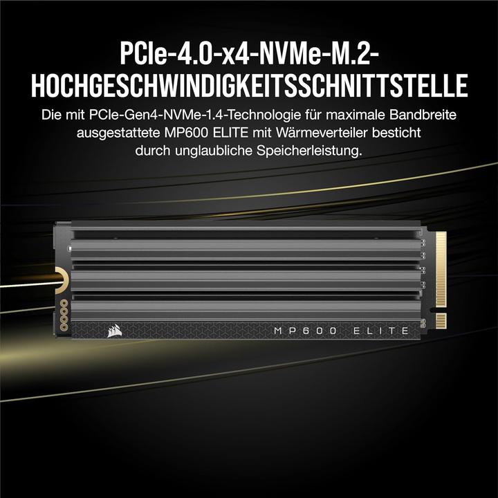 Image du produit Corsair MP600 ELITE 4TB NVMe PCIe M.2 SSD avec heatsink (4000 Go, M.2 2280)
