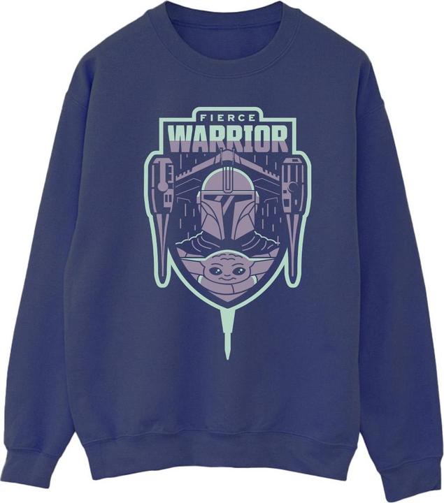 Actual product image Star Wars Mens The Mandalorian Fierce Warrior Patch Sweatshirt (L)