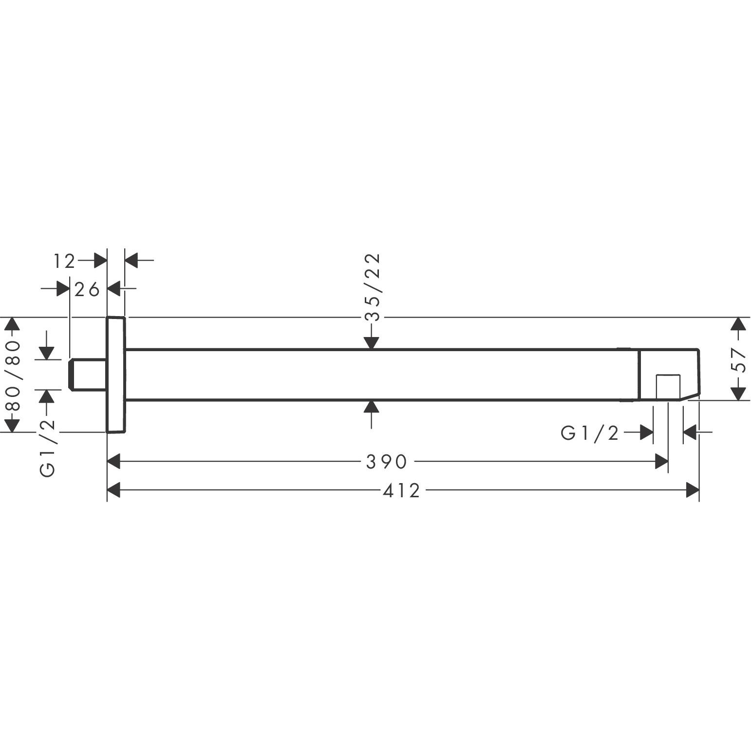 Thumbnail - hansgrohe, Duschbrause, Brausearm E, 39 cm, 24337