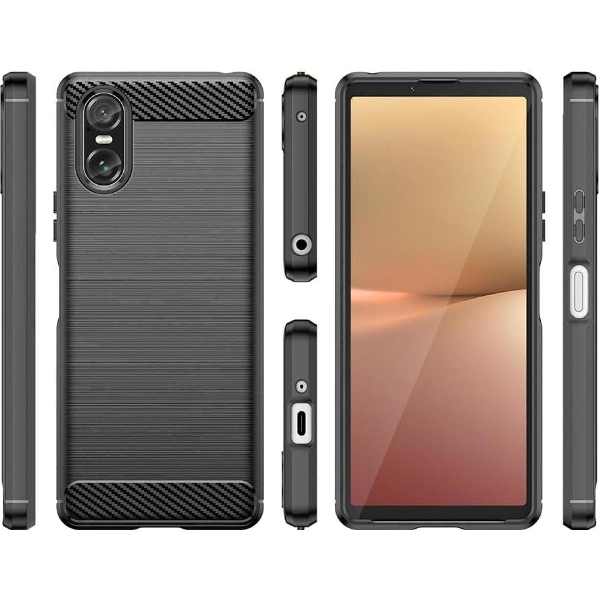 Thumbnail - Screenguard Carbon Brushed Soft Cover (Sony Xperia 10 VI), Smartphone Hülle, Schwarz