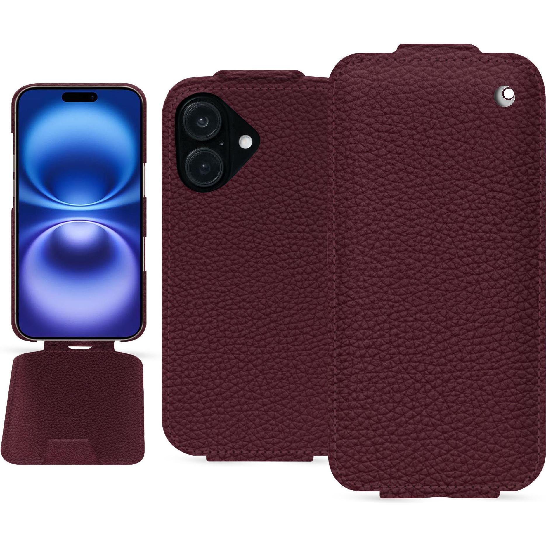 Noreve Lederschutzhülle vertikal (Apple iPhone 16), Smartphone Hülle, Violett