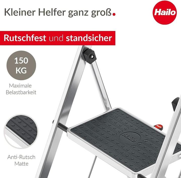 Actual product image Hailo K70 StandardLine, aluminium stepladder, 3 steps (Stepladder, 106 cm)