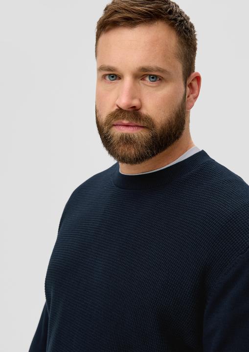 Produktbild s.Oliver Strickpullover Strickpullover mit Waffelpiqué-Muster (3XL)