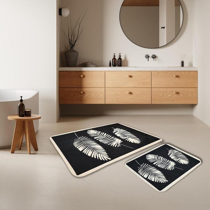 Miqna 2-tlg. rutschfestes Badteppich Set, waschbar (60x100 & 50x60 cm) (60 x 100 cm, 50 x 60 cm)