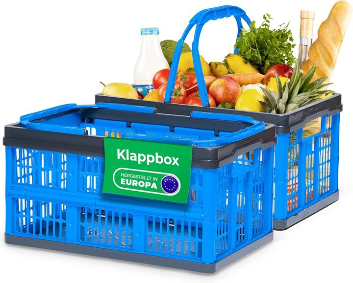 Image du produit Novaliv Klappbox Blau 2er Set - 16L Faltkorb mit Henkeln - Vielseitiger Einkaufskorb - Praktische Au (16 l)
