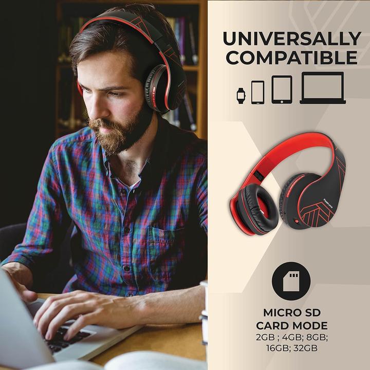 Image du produit PowerLocus Casque sans fil P2 (noir-rouge) (20 h, Sans fil, Filaire)
