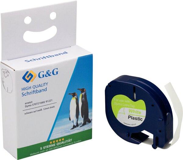 Produktbild Schriftband 14972 Kompatibel ersetzt DYMO 91221, SO721660 Polyester Bandfar (1.20 cm, Weiss)