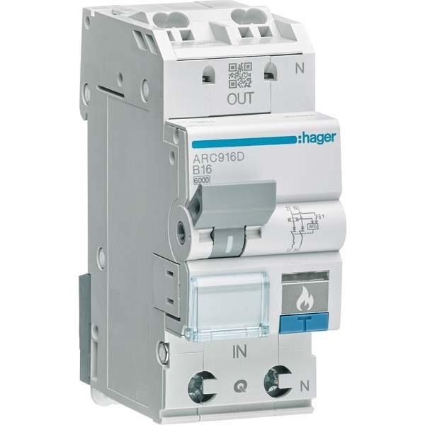 Hager, Schutzschalter, FehlerlichtbogenSchutzeinrichtung AFDD LSSchalter PN 6kA B3A 2M