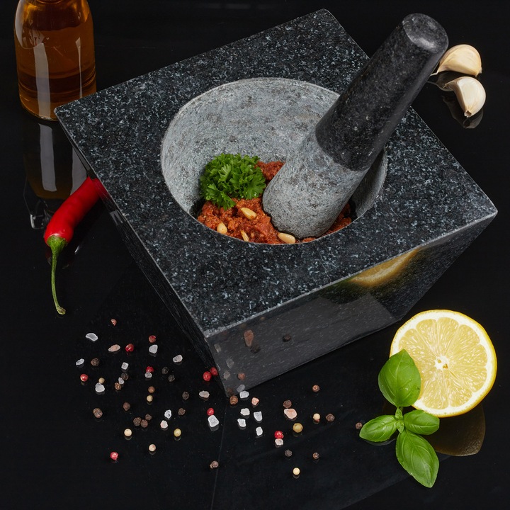 Image du produit Relaxdays Mortier et pilon, forme carrée