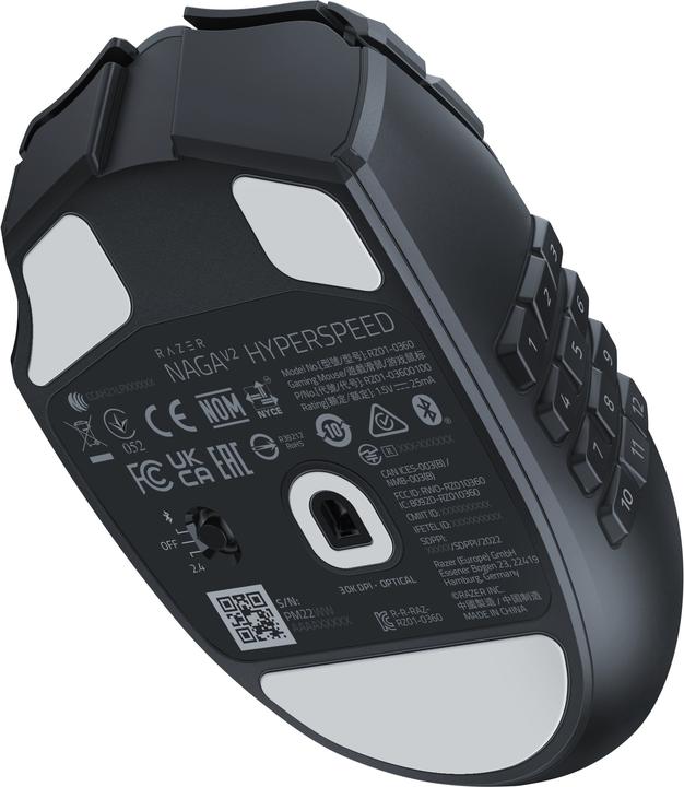 Produktbild Razer Naga V2 HyperSpeed für Spiele, 2,4 GHz, Bluetooth, Kabellos, Schwarz (Kabellos)
