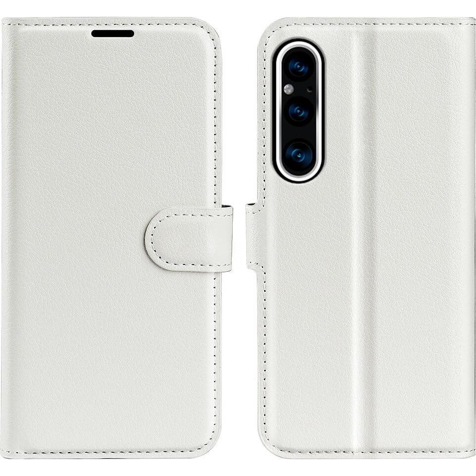 Cover-Discount Sony Xperia 1 V - Leder Etui Hülle weiss (Sony Xperia 1 V), Smartphone Hülle, Weiss