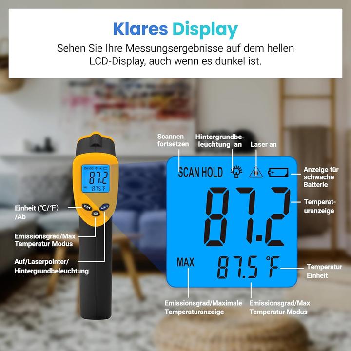 Image du produit Etekcity Digitales Laser-Infrarot-Thermometer