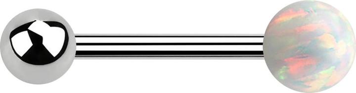 Actual product image Star Piercing Barbell Innengewinde silber mit Kugel und Kugel Opal weiss (without brass, Surgical steel 316L)