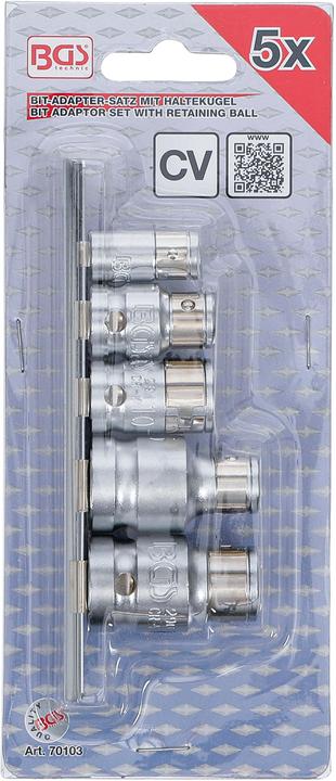 Actual product image BGS Bit Adaptor Set with Retaining Ball 6.3 mm (1/4") / 10 mm (3/8") / 12.5 mm (1/2") Drive 5 pcs. (6.3 mm, 10 mm, 12.5 mm)