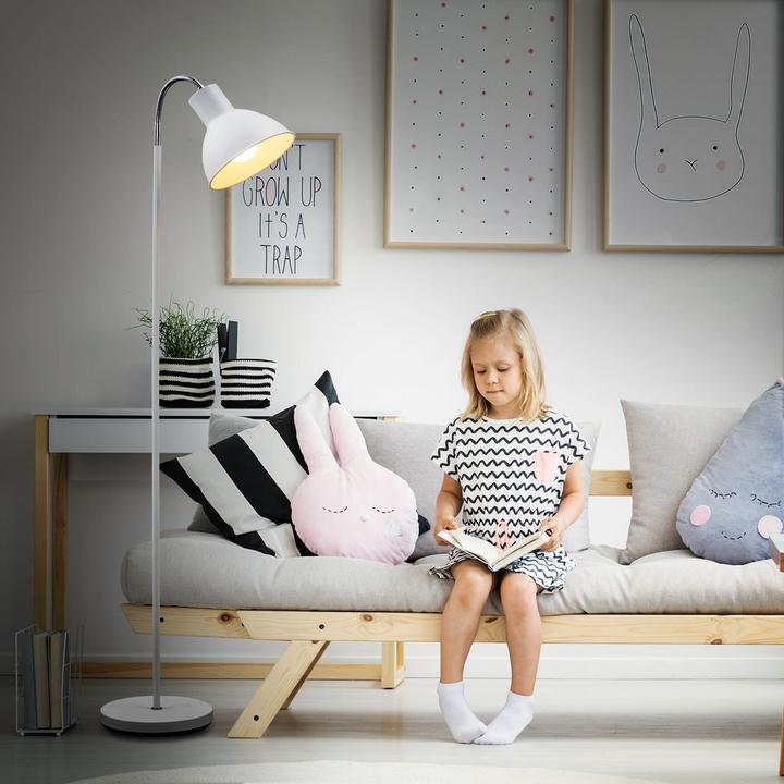 Produktbild B.K.Licht Stehleuchte, weiss-chrom, 1x/E27 exkl. max. 25W (E27)