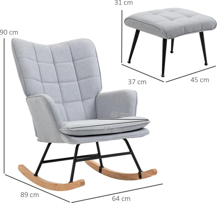 Actual product image Homcom Rocking chair with stool and high backrest